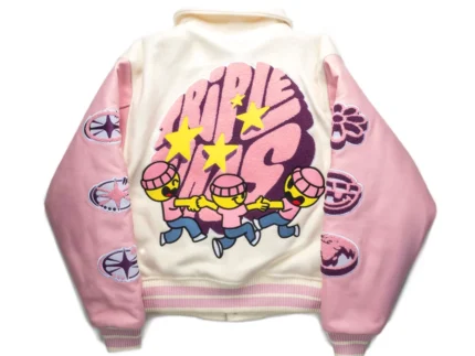 Pink Leather Varsity Jacket